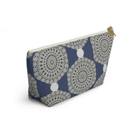 Lace Hexagon Accessory Pouch w T-bottom in Navy